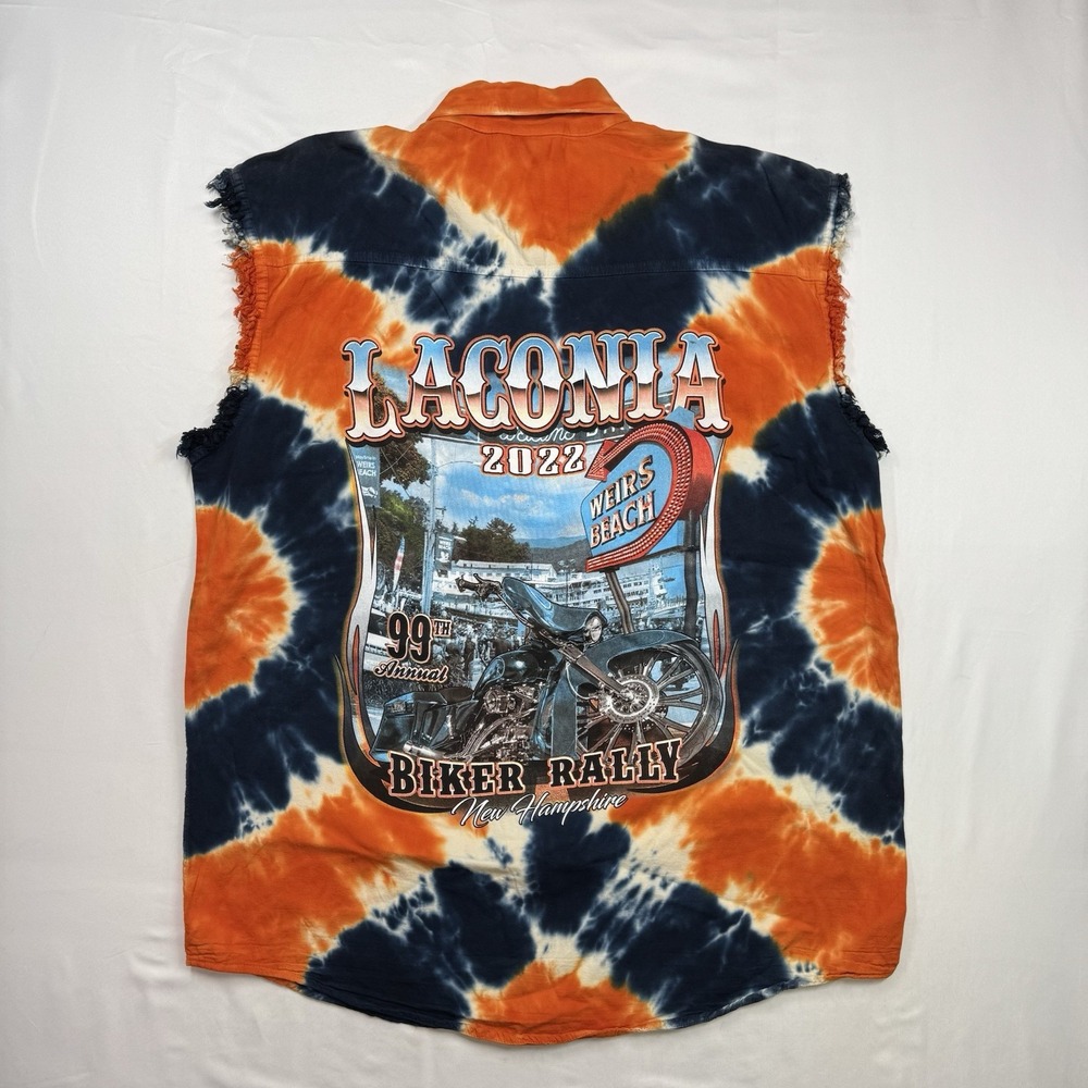 Laconia Bike Week 2022 Sleeveless tye Dye L 99th Biker Rally Beach NH Motorcycle